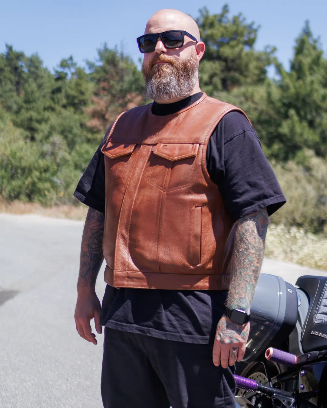 Lowside Men's Motorcycle Leather Vest