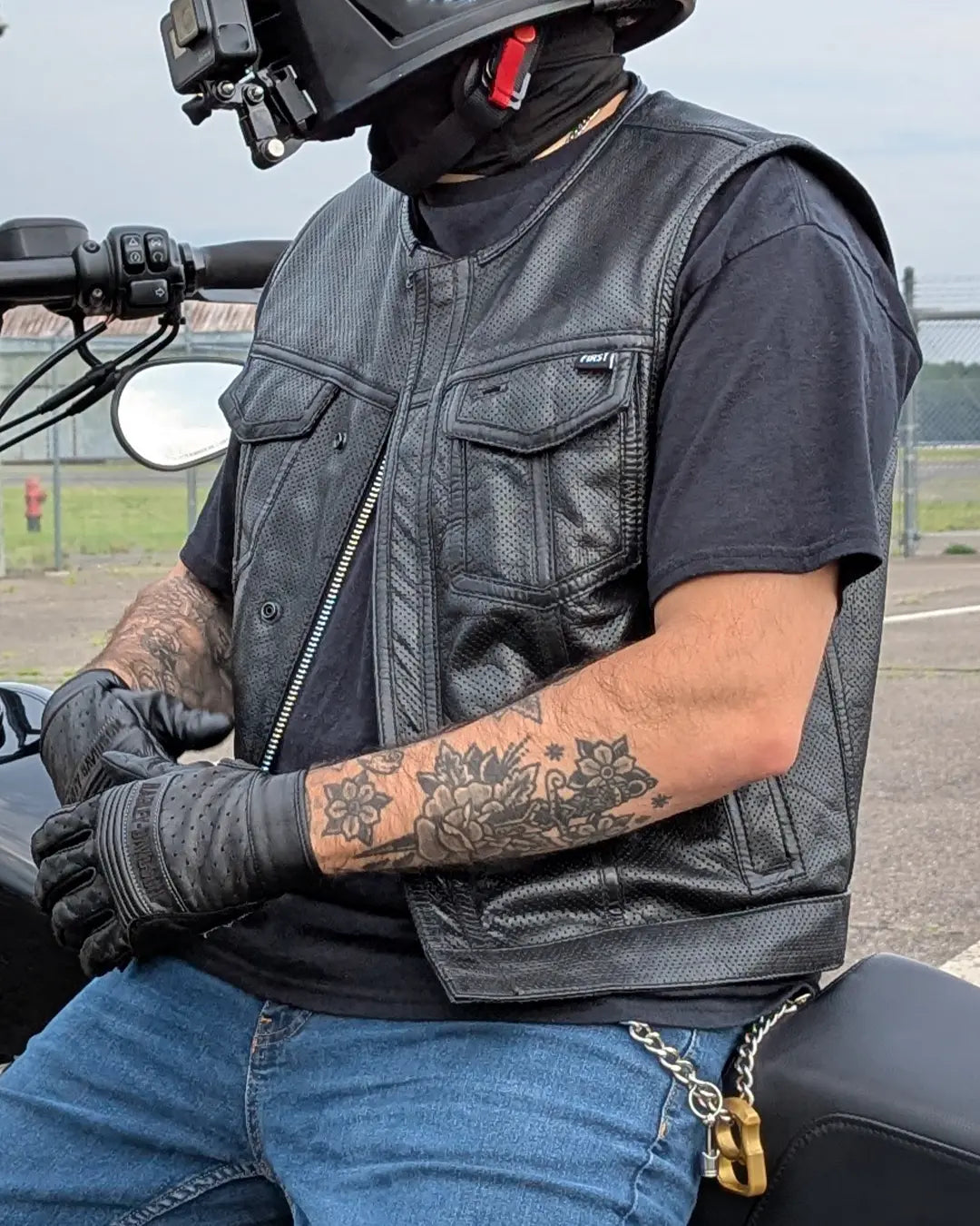Lowside Men's Perforated Motorcycle Leather Vest