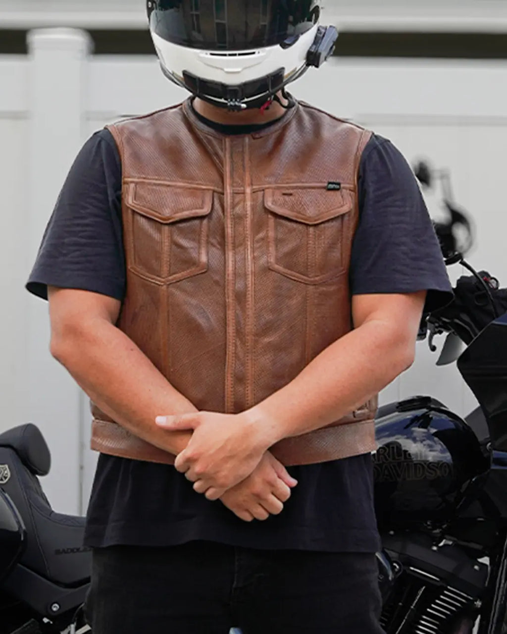 Lowside Men's Perforated Motorcycle Leather Vest