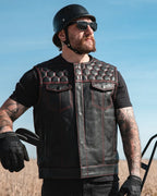 Hornet Men's Club Style Leather Vest
