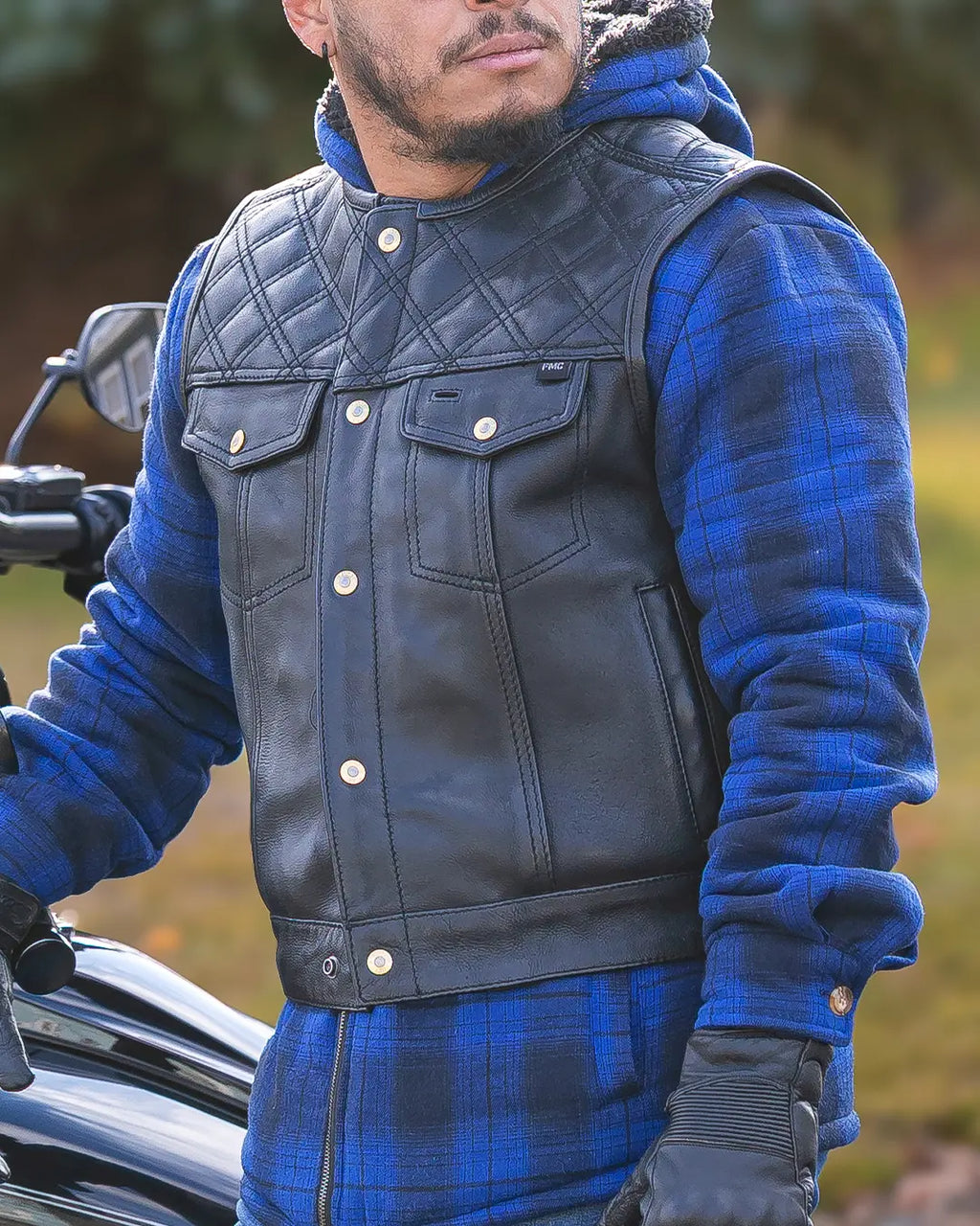 Shell Shock Men's Motorcycle Leather Vest (limited edition)
