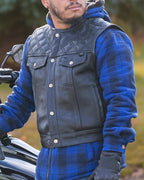 Shell Shock Men's Motorcycle Leather Vest (limited edition)