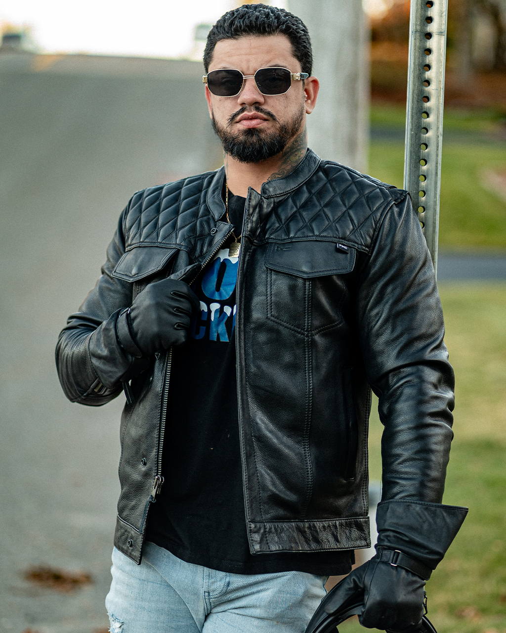 Cinder Men's Cafe Style Leather Jacket