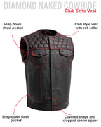 Hornet Men's Club Style Leather Vest