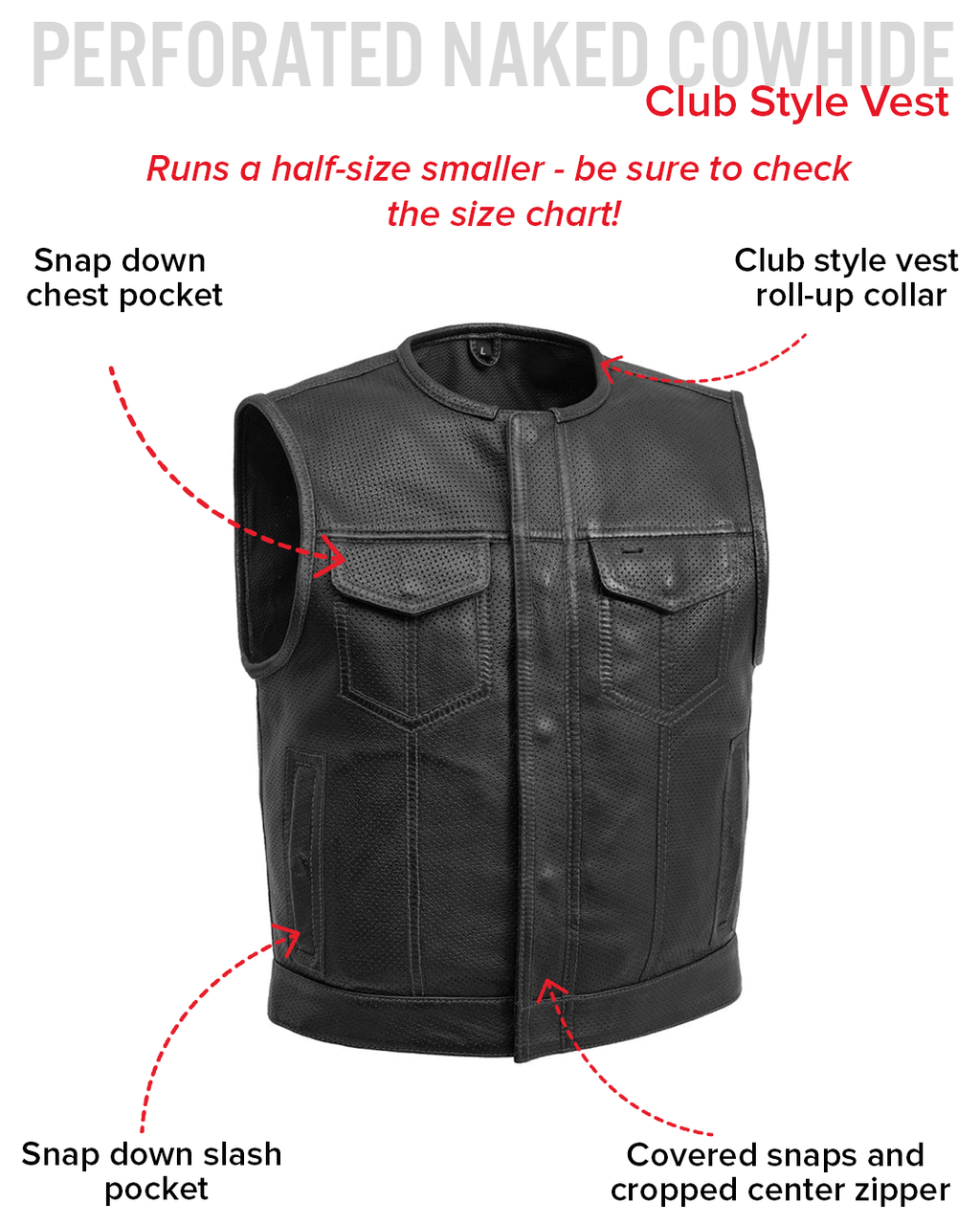 Lowside Men's Perforated Motorcycle Leather Vest