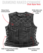 Bonnie - Women's Motorcycle Leather Vest - Diamond Quilt
