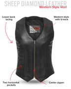 Savannah Women's Western Style Motorcycle Leather Vest