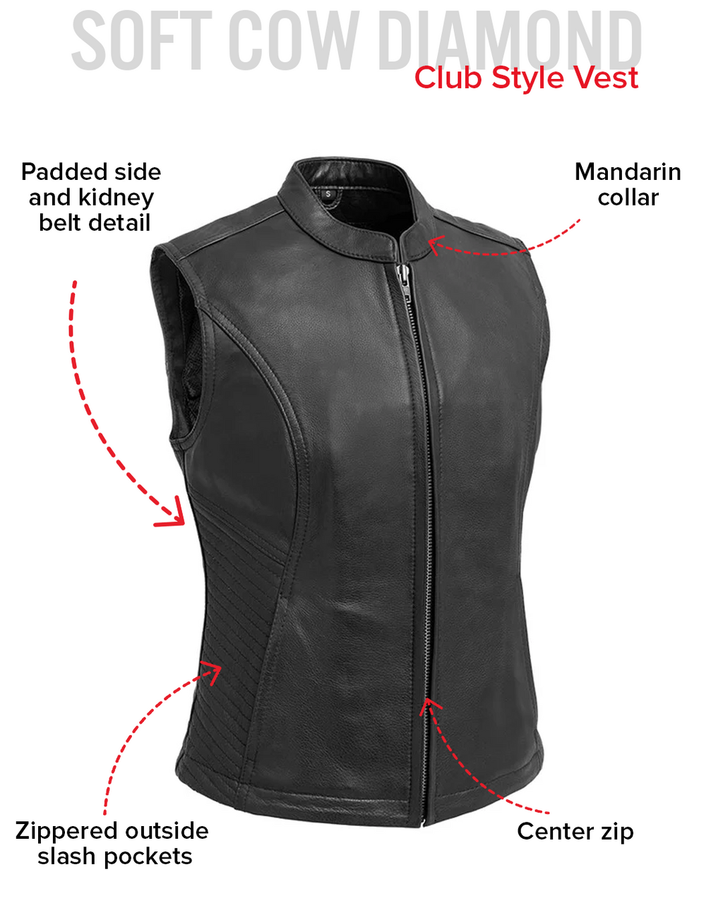 Nina Women's Motorcycle Leather Vest