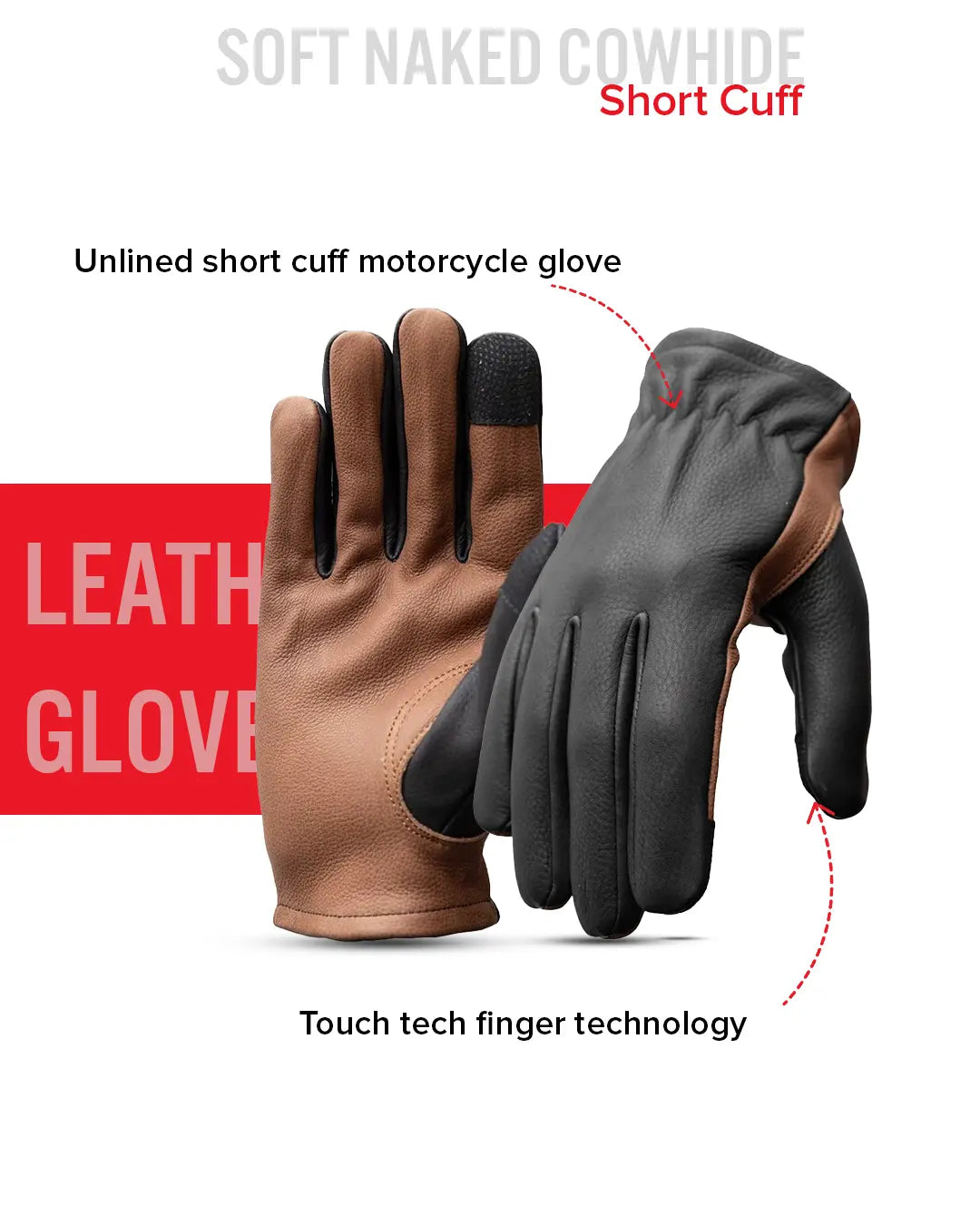 Roper Men's Motorcycle Leather Gloves