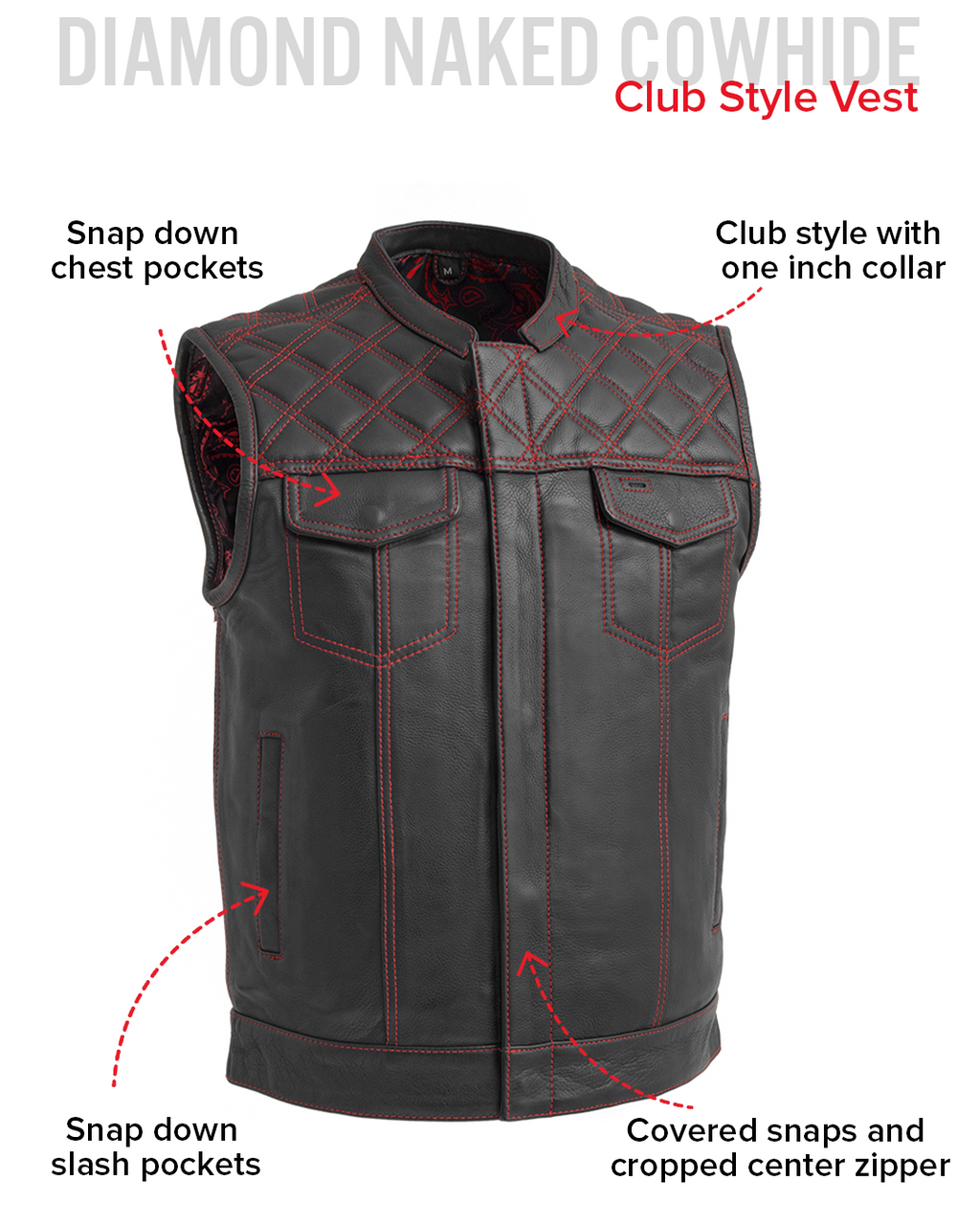 Downside Men's Motorcycle Leather Vest