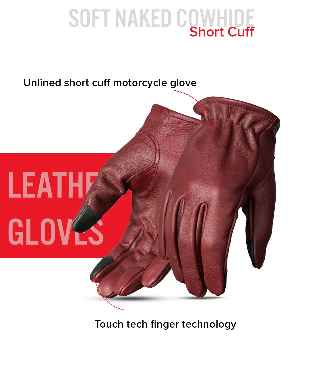 Roper Men's Motorcycle Leather Gloves