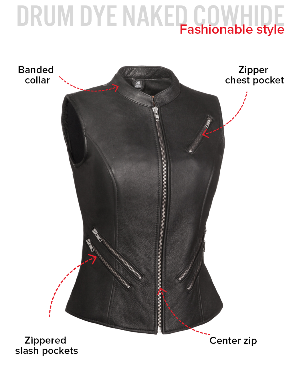 Fairmont Women's Motorcycle Leather Vest