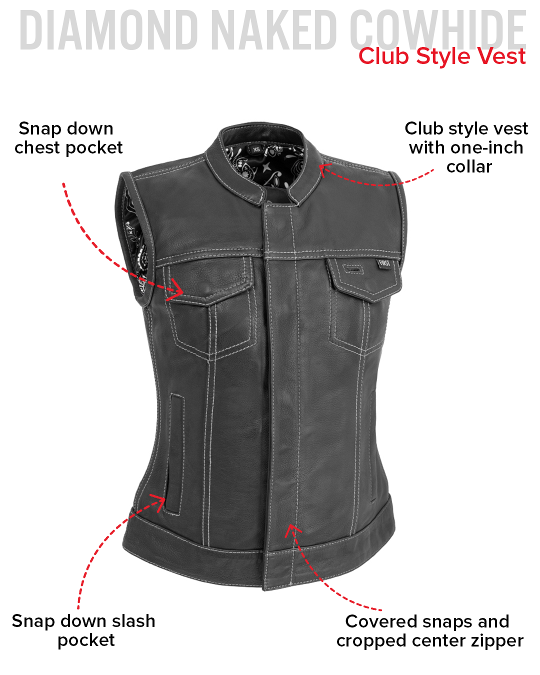 Jessica Women's Motorcycle Leather Vest - White - Limited Edition
