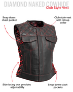 Bonnie - Women's Motorcycle Leather Vest - Diamond Quilt