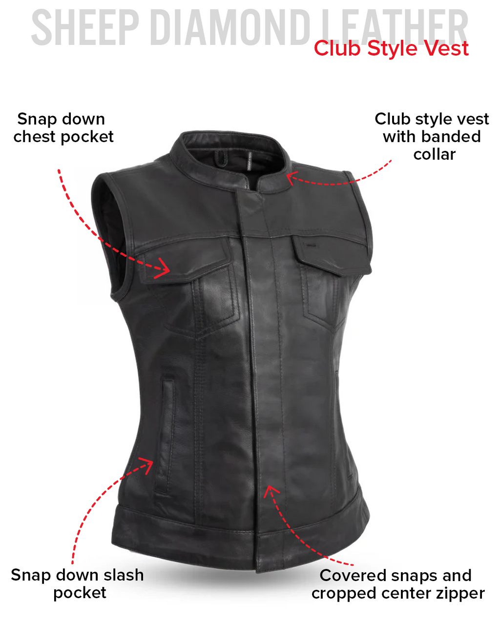 Ludlow Women's Motorcycle Leather Vest