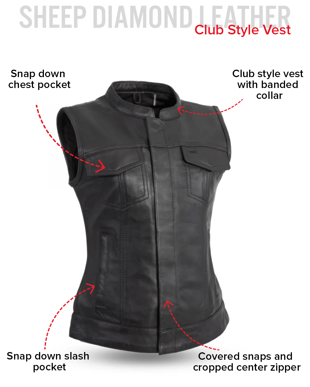 Ludlow Women's Motorcycle Leather Vest