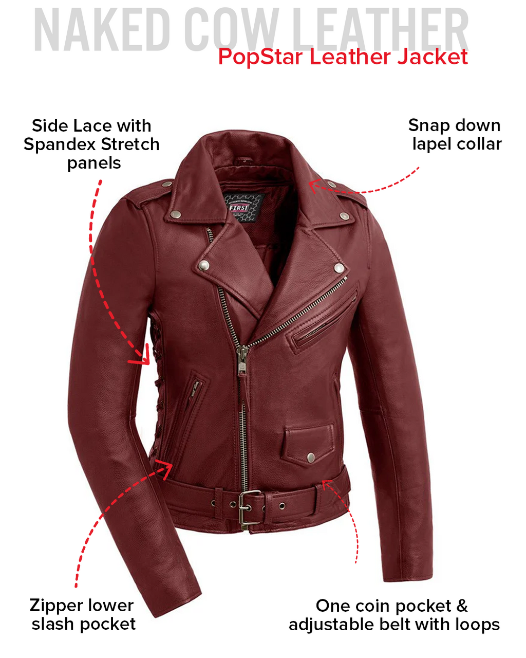Popstar Women's  Motorcycle Leather Jacket