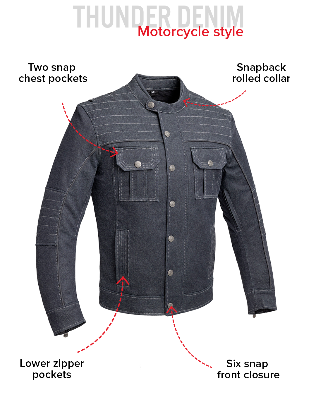 Rowdy Men's Thunder Denim Motorcycle Jacket