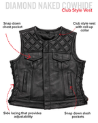 Bonnie - Women's Motorcycle Leather Vest - Diamond Quilt