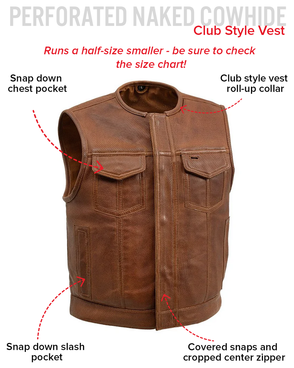 Lowside Men's Perforated Motorcycle Leather Vest