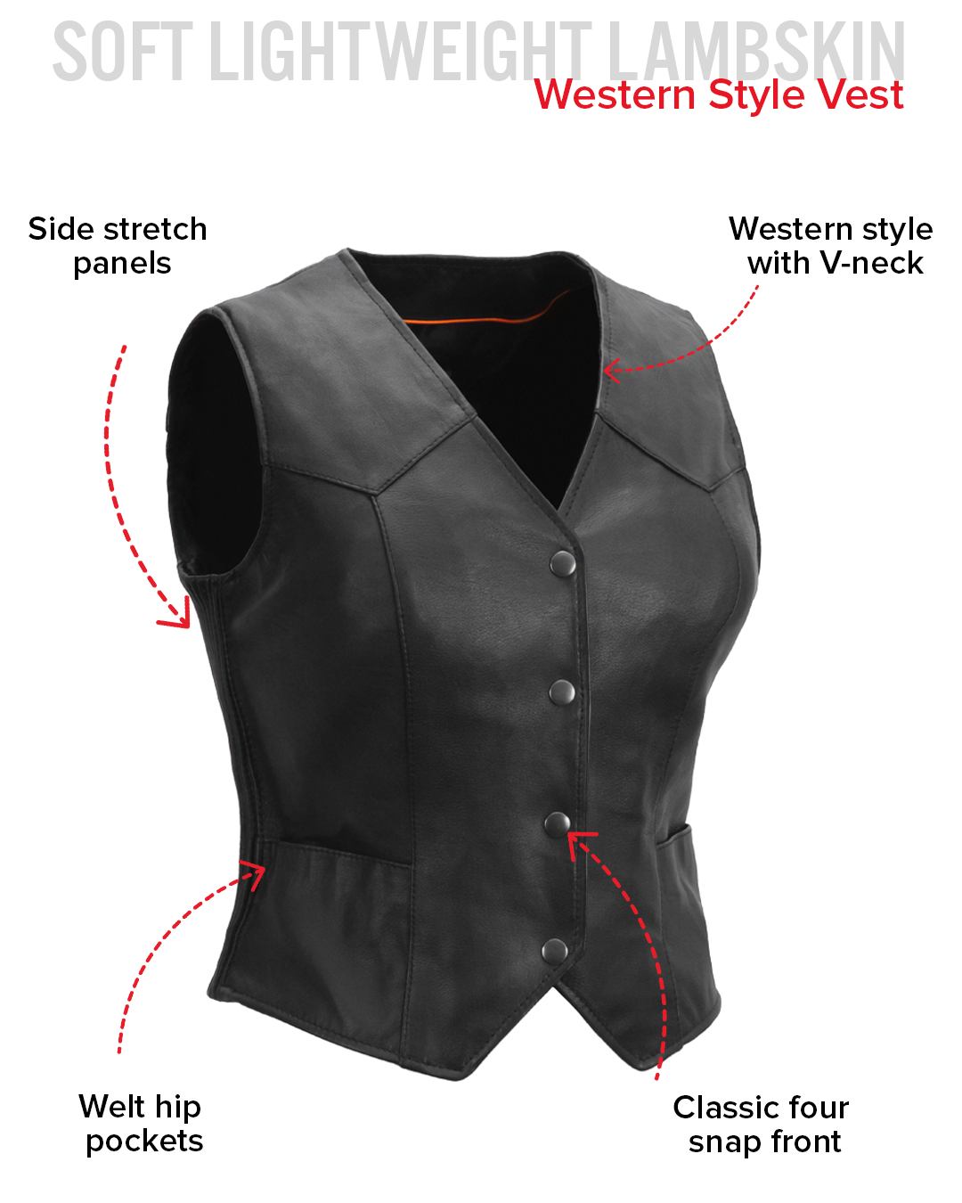 Sweet Sienna Women's Motorcycle Leather Vest
