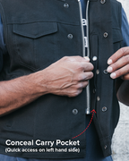 Lowside Black Men's Motorcycle Canvas Vest