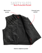 Upside Perforated Men's Club Style Leather Vest