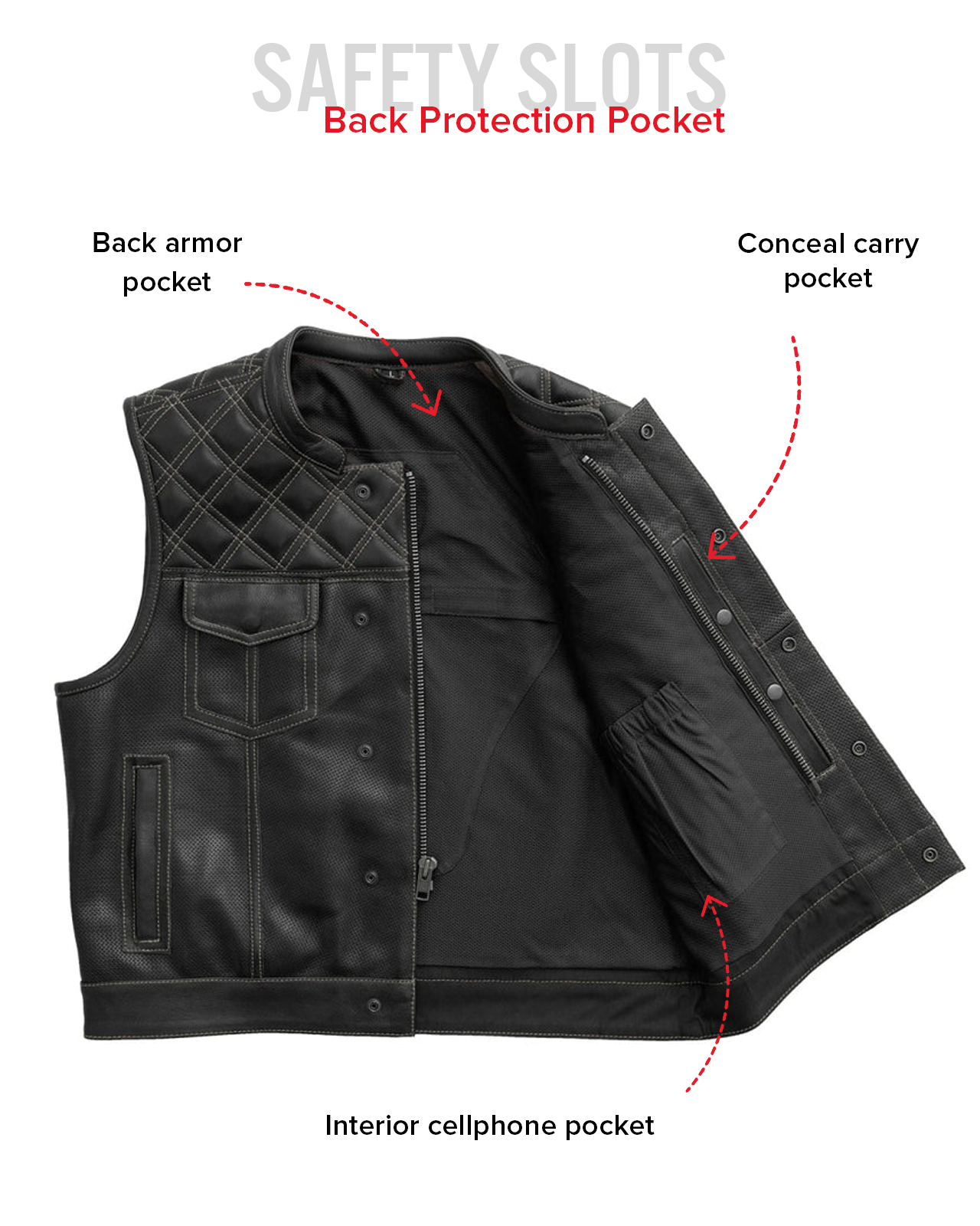 Upside Perforated Men's Club Style Leather Vest