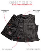 Bonnie - Women's Motorcycle Leather Vest - Diamond Quilt