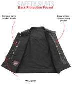 Lowrider Men's Motorcycle Leather/Twill Vest