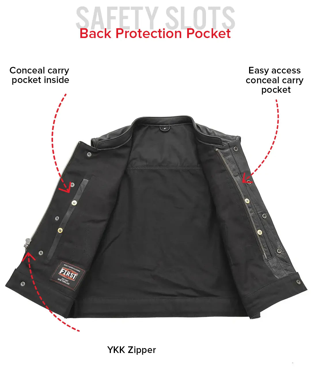 Lowrider Men's Motorcycle Leather/Twill Vest