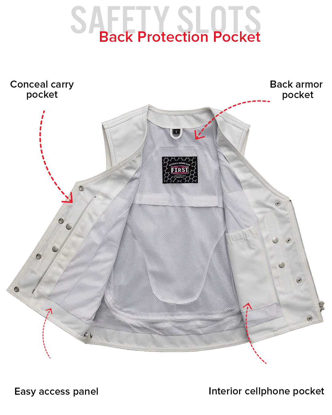 Beryl - Women's Motorcycle Leather Vest - White