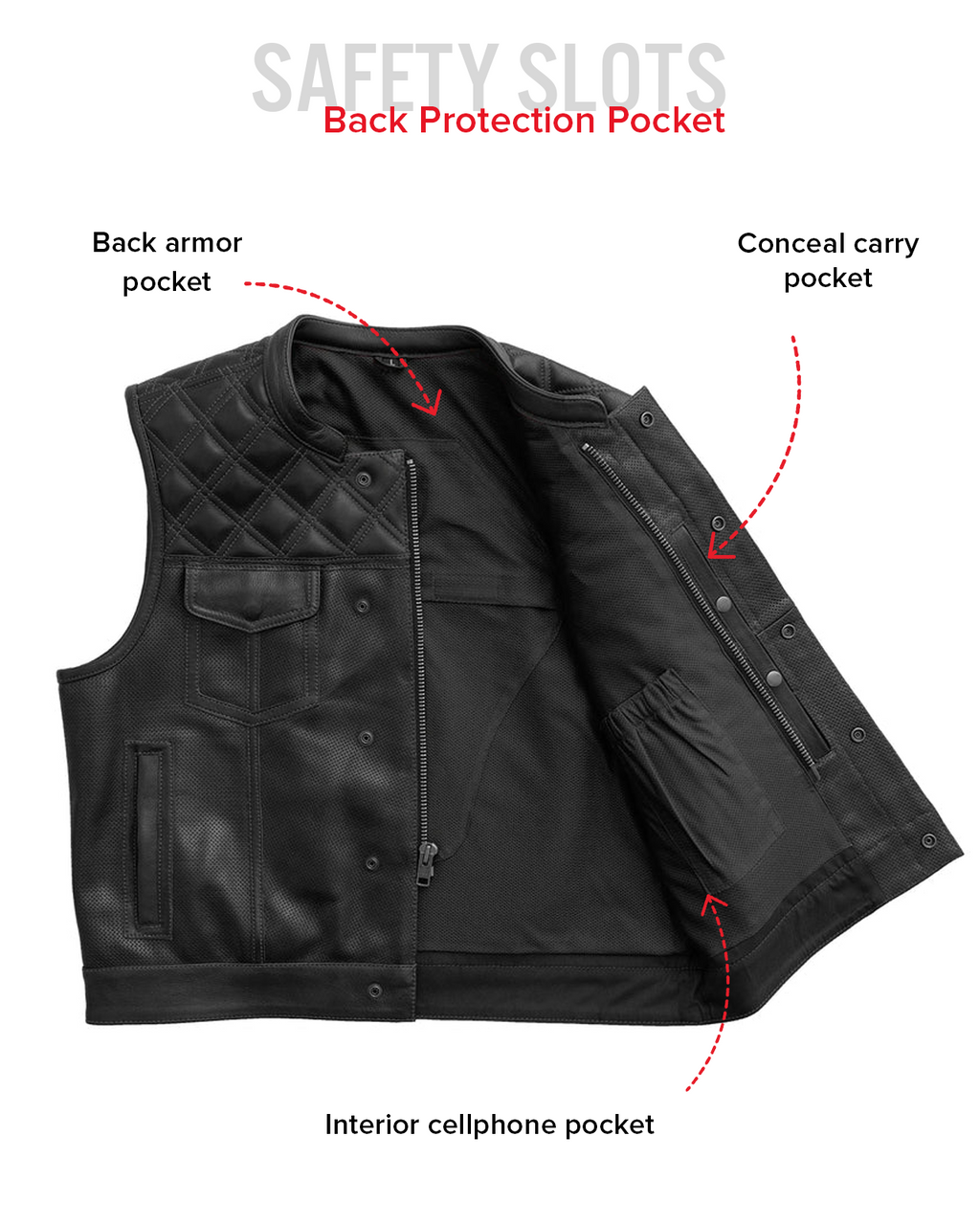 Upside Perforated Men's Club Style Leather Vest