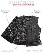 Bonnie - Women's Motorcycle Leather Vest - Diamond Quilt
