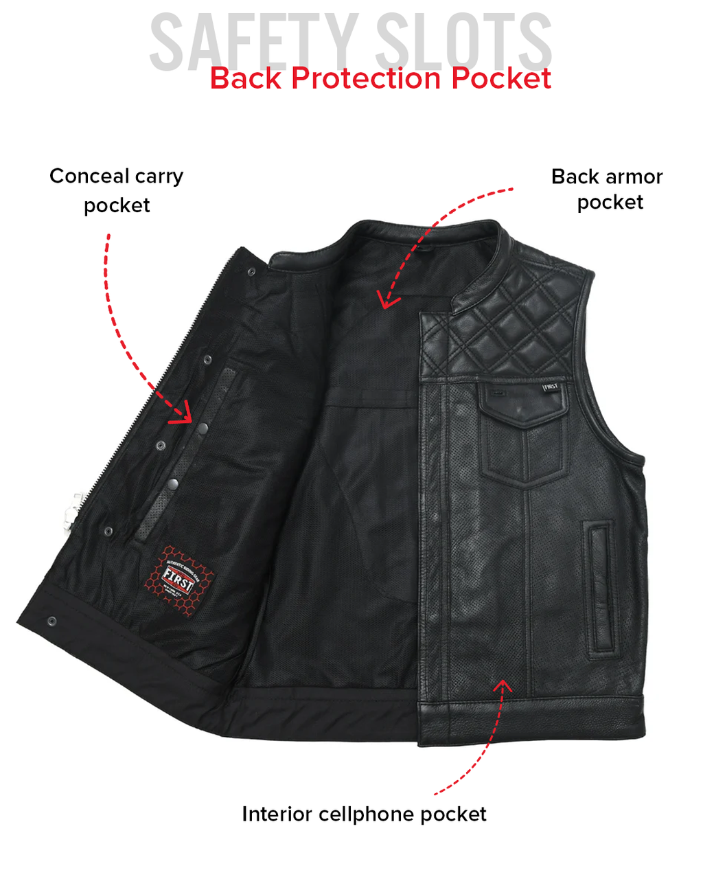 Downside Perforated Men's Motorcycle Leather Vest