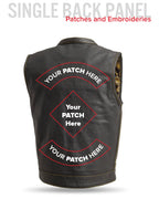 The Cut Men's Motorcycle Leather Vest, Multiple Color Options