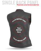 Jessica Women's Motorcycle Leather Vest - Black/Red - Limited Edition
