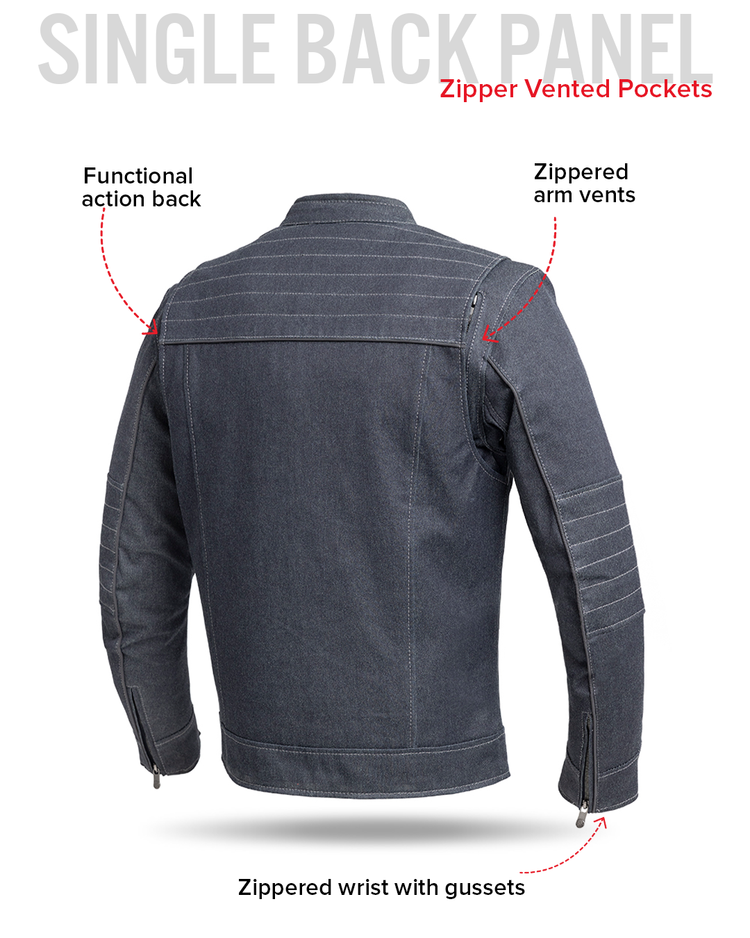 Rowdy Men's Thunder Denim Motorcycle Jacket