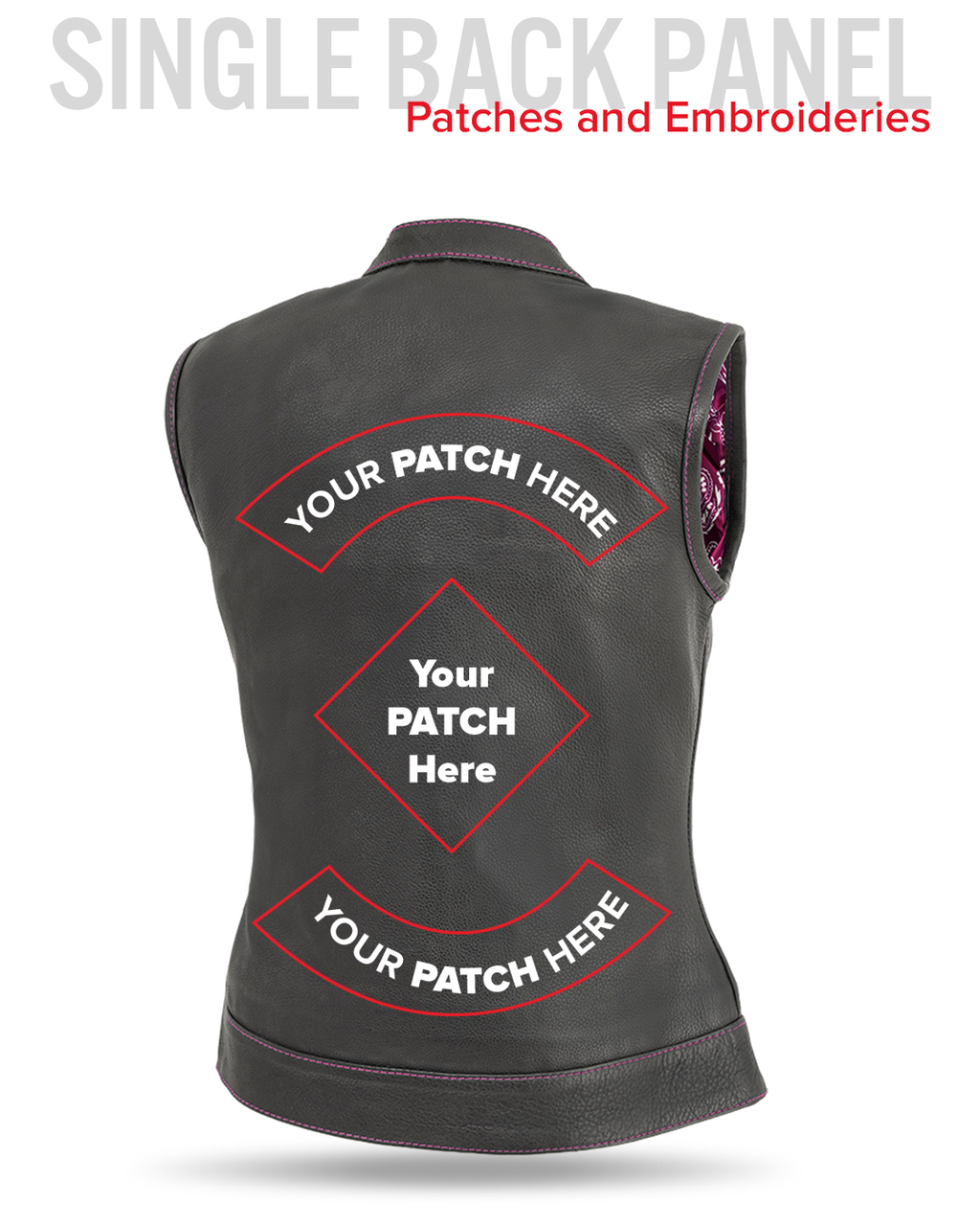Jessica Women's  Motorcycle Leather Vest - Pink - Limited Edition