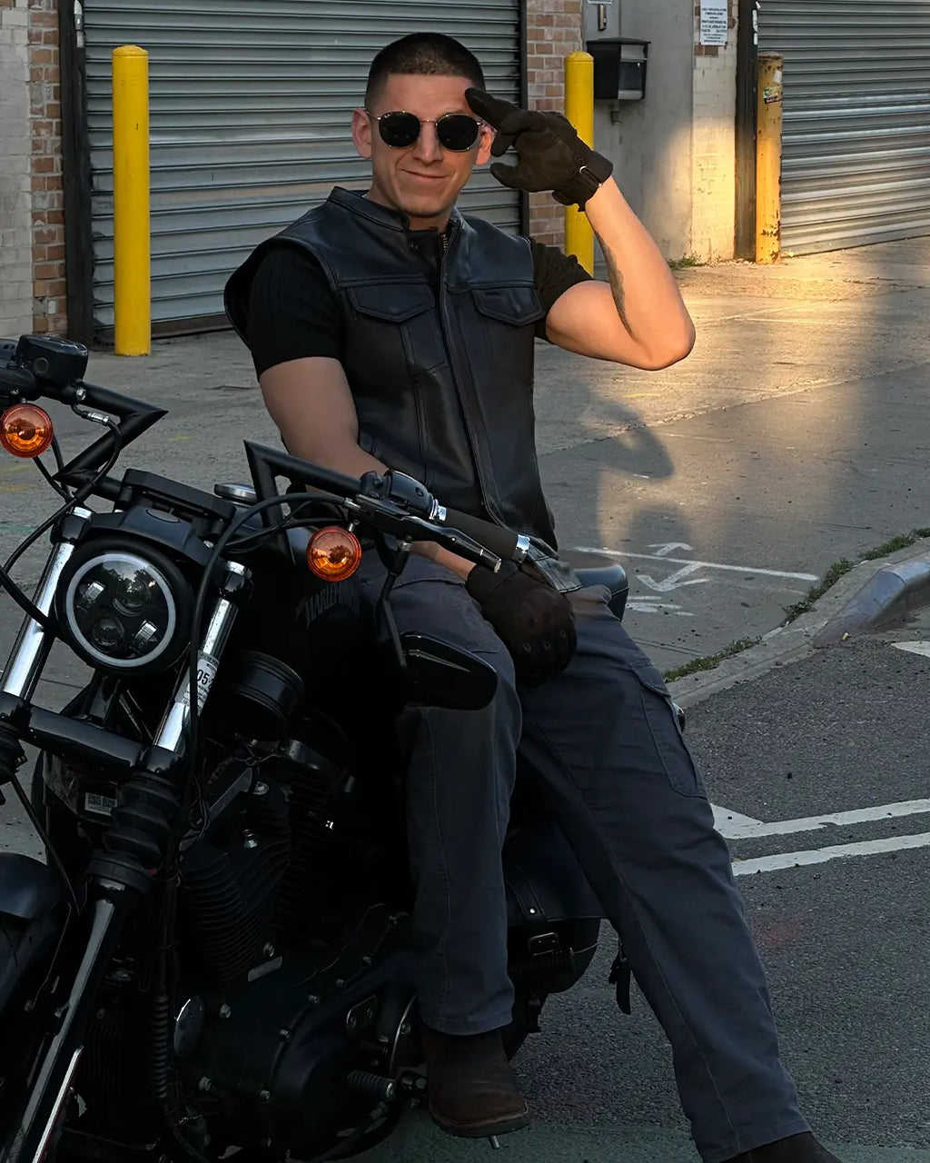 Sharp Shooter Men's Motorcycle Leather Vest
