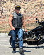 Downside Perforated Men's Motorcycle Leather Vest