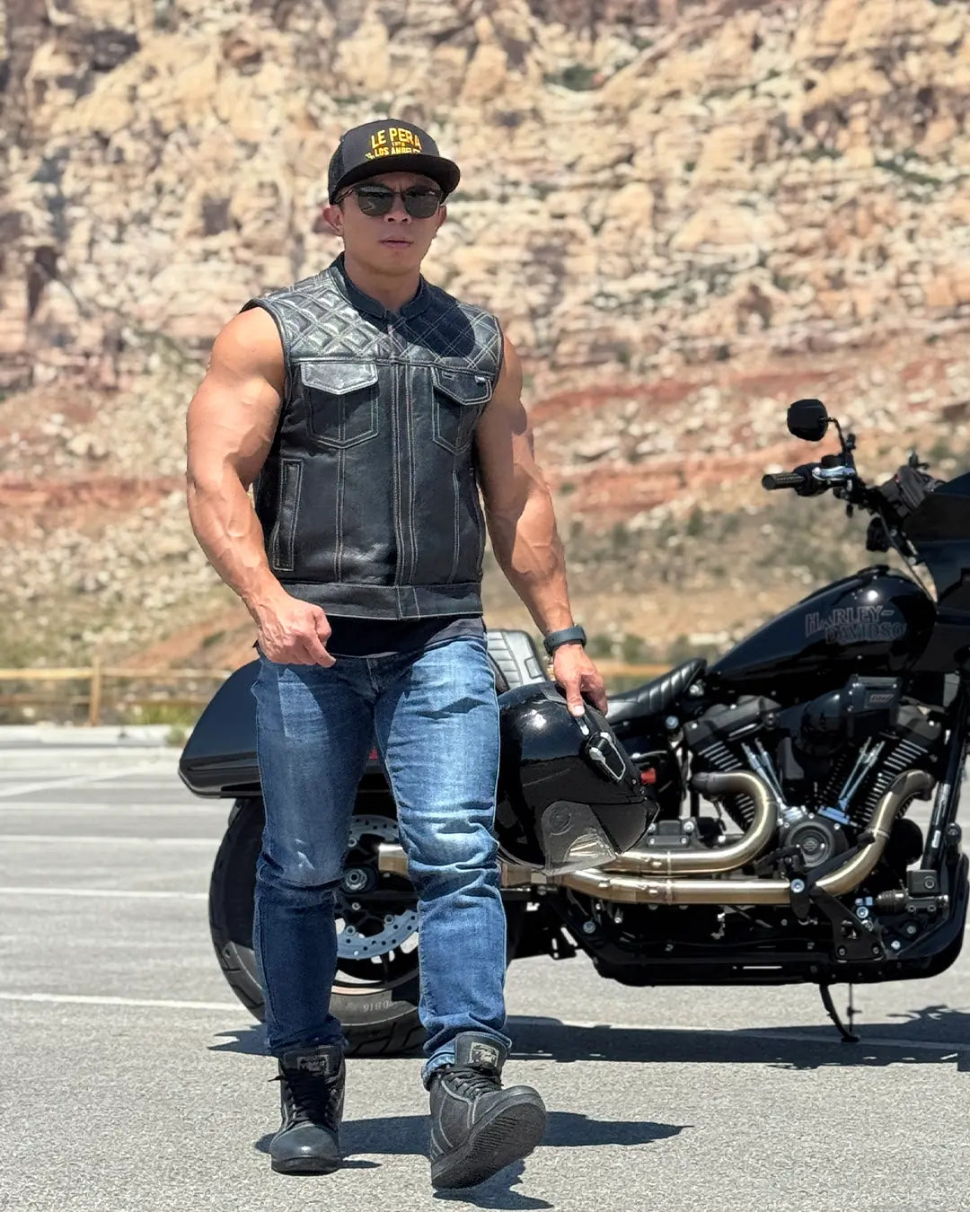 Downside Perforated Men's Motorcycle Leather Vest