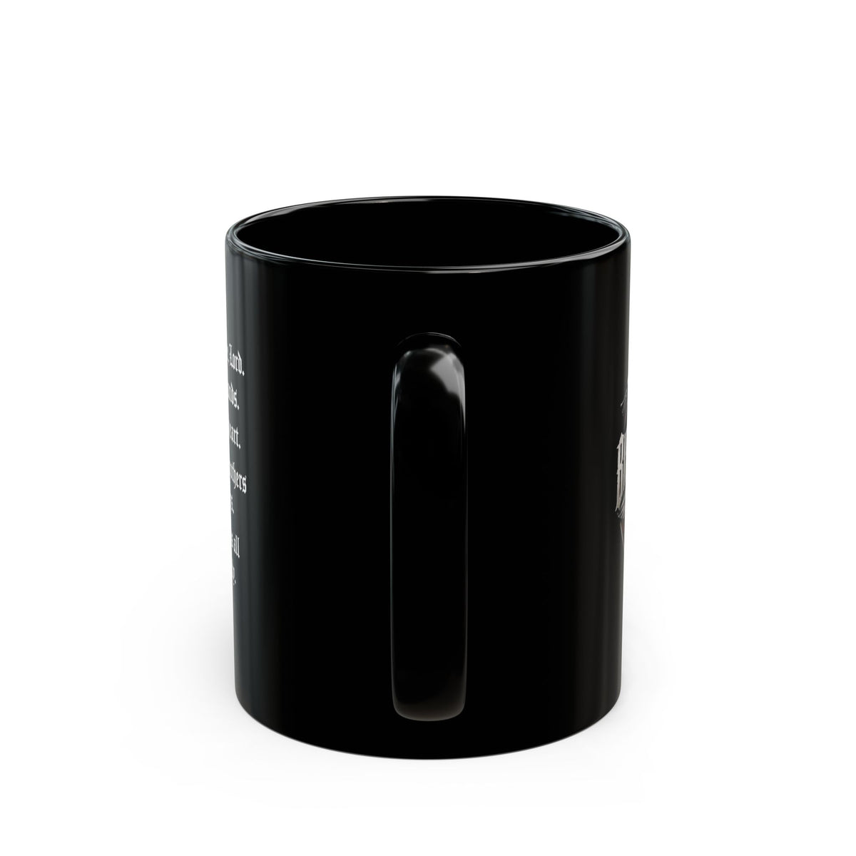 BikerThreads HQ Logo Biker Prayer Black Coffee Mug — 11oz & 15oz Motorcycle Logo Gift