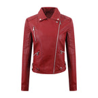 Short Oblique Pull Slim Motorcycle Jacket