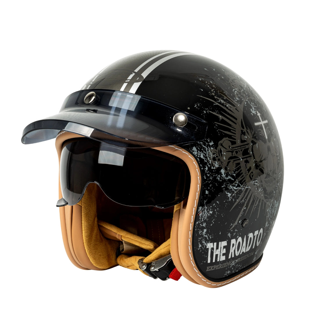 The Street King Vintage Open Face Motorcycle Helmet