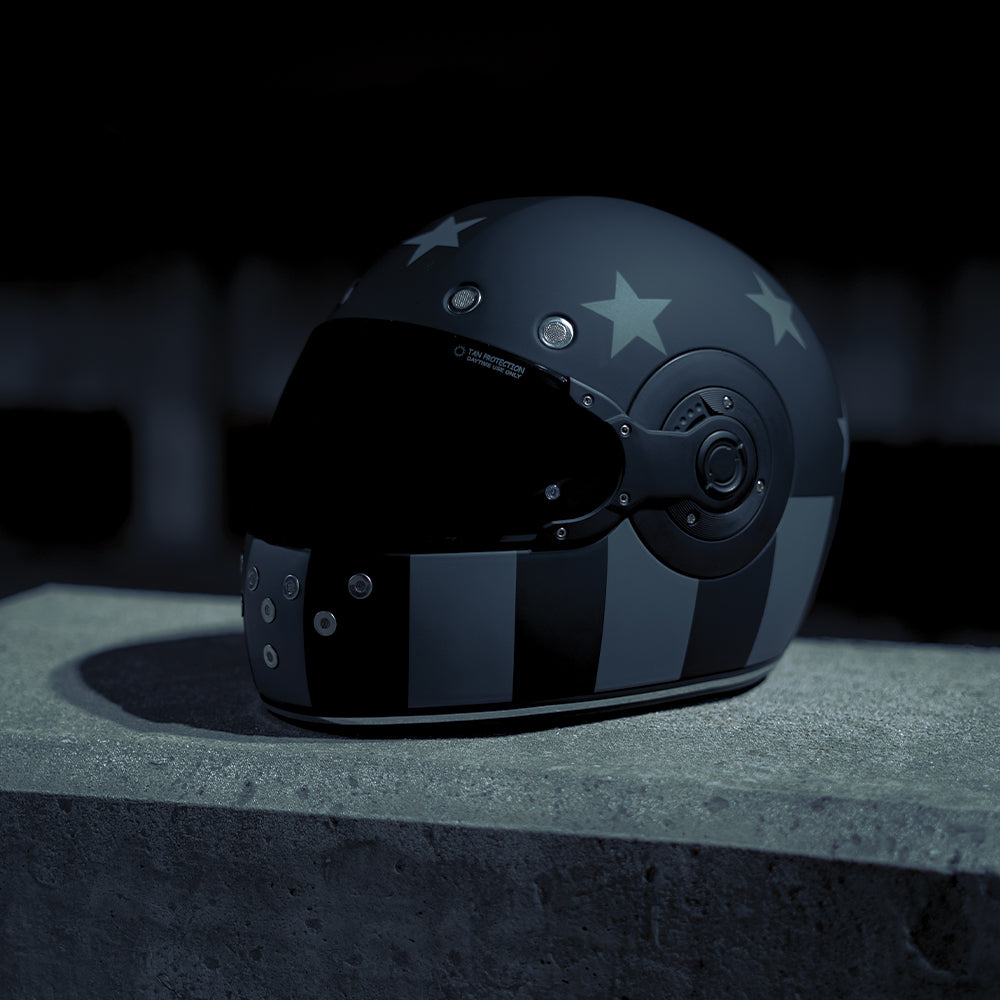 D.O.T. & ECE Daytona Retro Full Face Motorcycle Helmet: Vintage Style for Men, Women, & Youth - W/ Captain America Stealth
