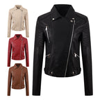 Short Oblique Pull Slim Motorcycle Jacket