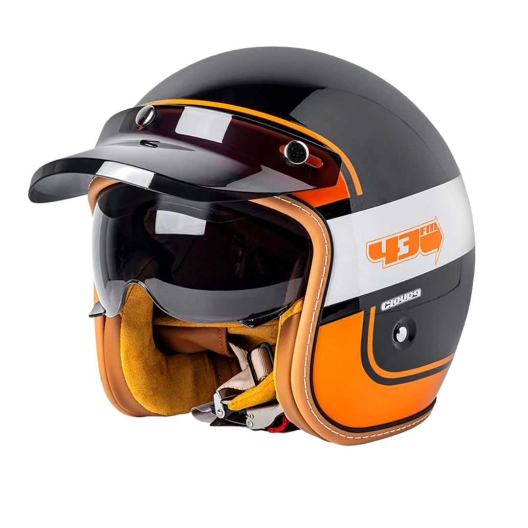 The Street King Vintage Open Face Motorcycle Helmet