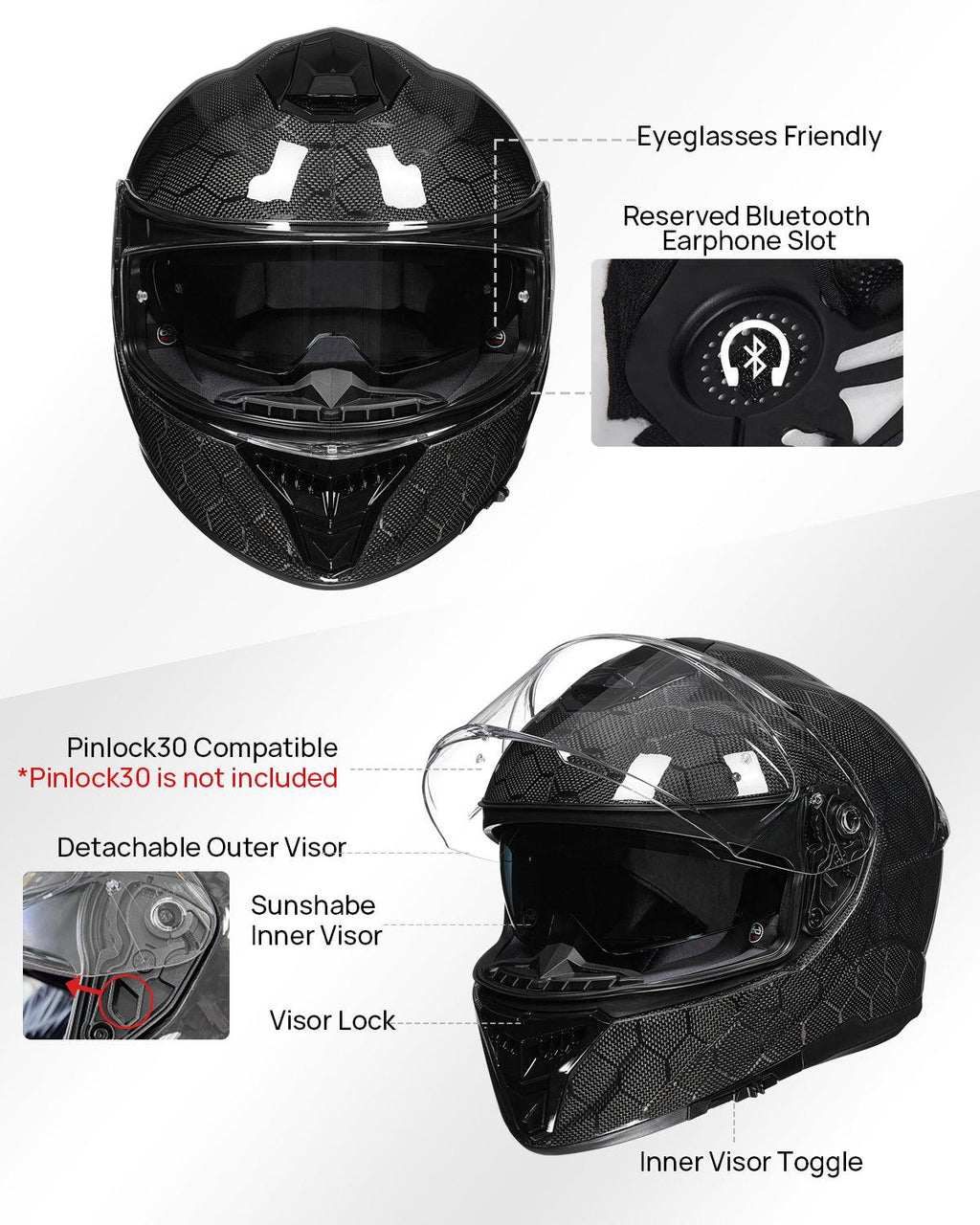 Full Face Carbon Fiber Motorcycle Helmet