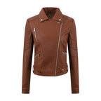 Short Oblique Pull Slim Motorcycle Jacket